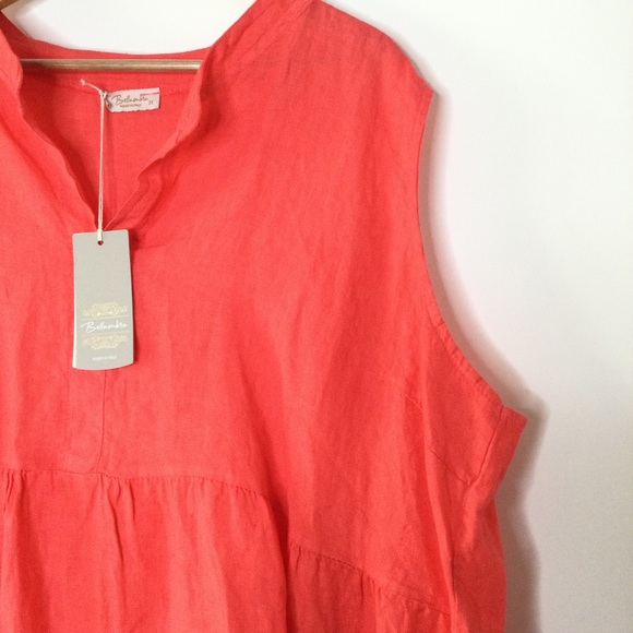 Bellambra Sleeveless Linen Plus Size Dress Coral 3X - Picture 2 of 9